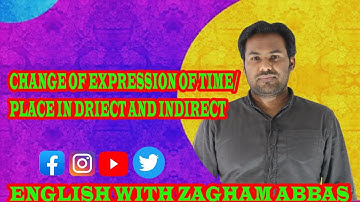 CHANGE OF EXPRESSION OF TIME/PLACE IN DIRECT AND INDIRECT BY ZAGHAM ABBAS