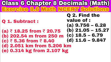 Class 6 Ex 8.6 Q 1 | Q 2 | Decimals | Exercise 8.6 | Chapter 8 | Math NCERT Solutions | CBSE
