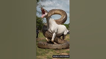 Wildlife Attack Caught on Camera! Man Saves Horse from Giant Snake #shorts