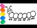 Весела Гусениця з блискiтками / Вчимо кольори веселки / Малювання навчальне відео для дітей