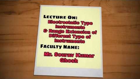 Lec 05A : Electrostatic Type Instrument & Range Extension of PMMC meters (Part 1)