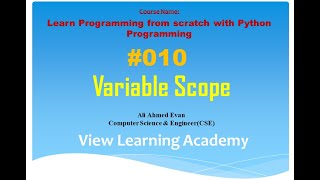 Part-10 - Variable Scope - Learn Programming from scratch with Python Programming