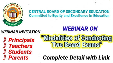 CBSE Webinar on "Modalities of Conducting Two Board Exams" @boardexamscbse1228  @cbseacademicunit 