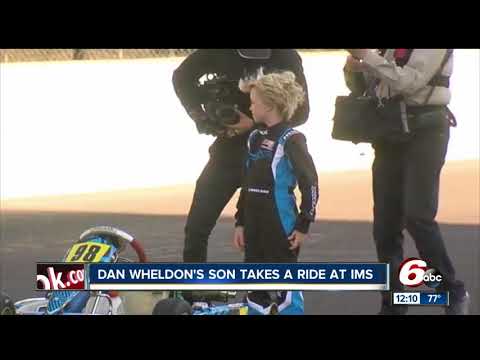 Dan Wheldon's 9-year-old son drives on IMS front straightaway