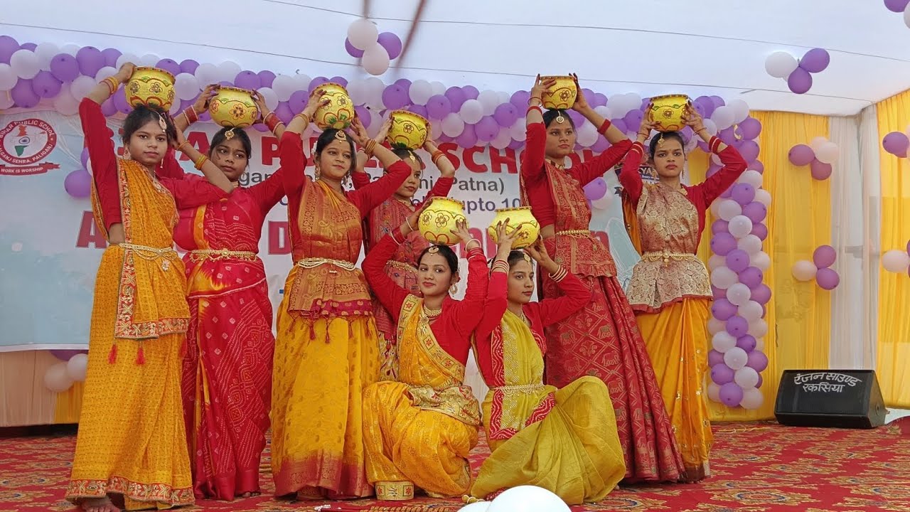 TRADITIONAL JHIJHIYA DANCE ️| Bihar Folk Culture | School Cultural ...