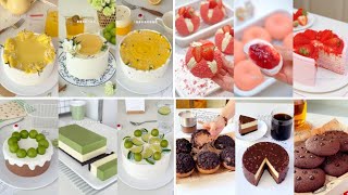 Complications of delicious cake recipes with flavors of lemon, strawberry, matcha, grape, chocolate