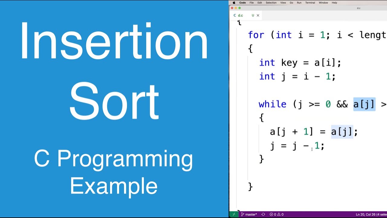 Insertion Sort C Programming Example YouTube Insertion Sort C Programming Example YouTube
