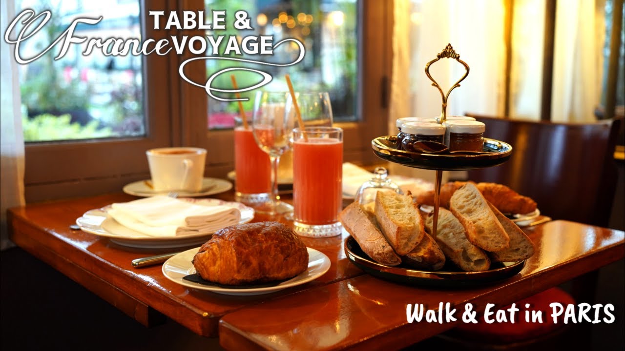 【パリカフェ巡り】朝食がテーブルに並ぶ様子／クラシカルなカフェ Chez Julien／Relaxパリ散歩／セーヌ川