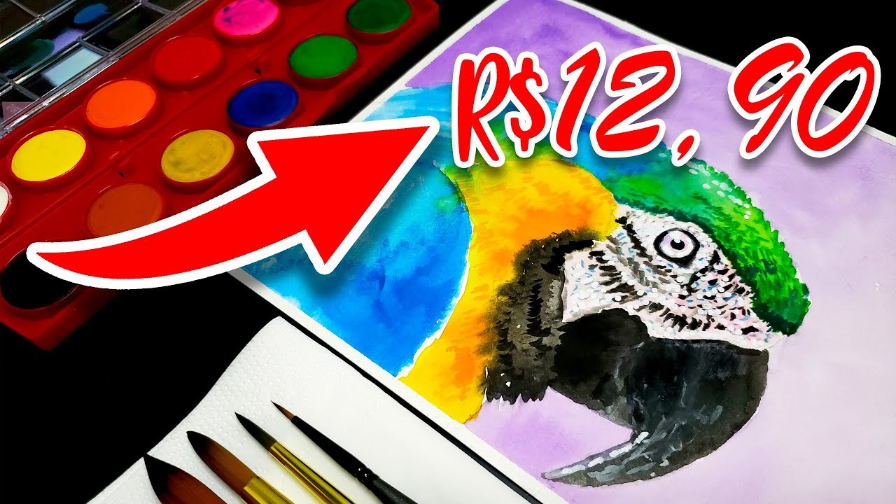 TESTANDO MATERIAL BARATO | AQUARELA ESCOLAR TRIS - REVIEW