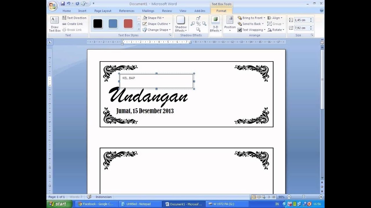 Cara Membuat Undangan Berbingkai Dengan Msword