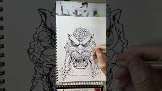 Godzilla ink drawing @ArtandAnimationofChrisScalf
