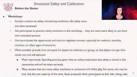 Safety in Role playing Games II: Before the Game  --  Sarah Lynne Bowman