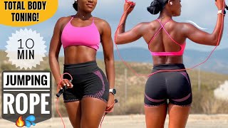 10 MIN JUMPING ROPE WORKOUT | Touch All Body Muscles, Tone &amp; Burn Calories At Home