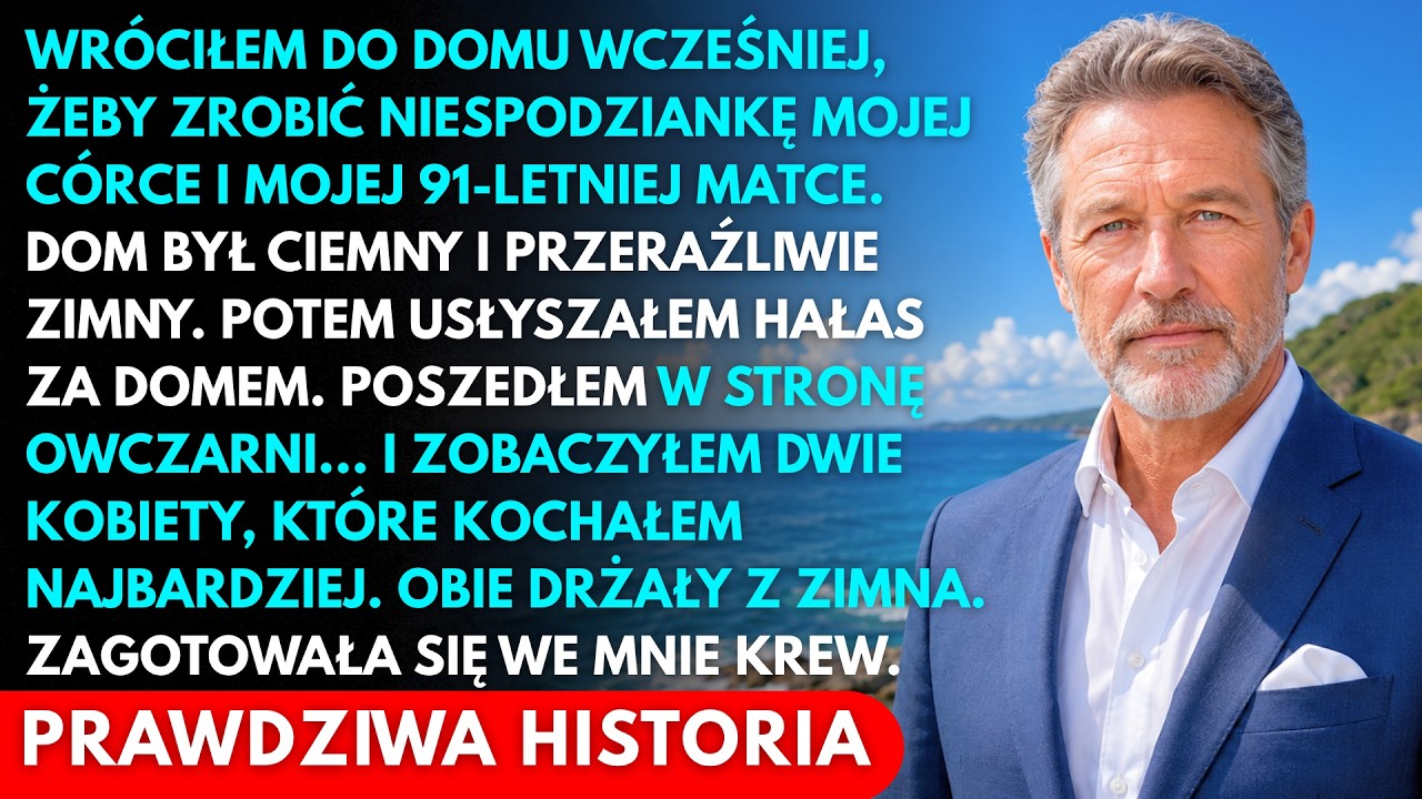 Wróciłem z podróży służbowej dzień wcześniej. Wszystkie okna w domu mojej matki były ciemne. W starej owczarni znalazłem ją i moją córkę – przerażone, głodne, bez ogrzewania. W drzwiach stanął mój...