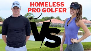 Can I BEAT a HOMELESS PROFESSIONAL Golfer? Sabrina Andolpho