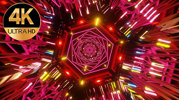 10 Hour 4k TV Meditation Hexagon Relaxing Deep Tunnel NEON Abstract Background Video Screensaver