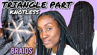 DIY Knotless Box Braids for Beginners | How to do Triangle Parts on Yourself