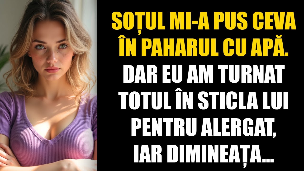 Soțul mi-a pus ceva în paharul cu apă. Dar eu am turnat totul în sticla lui pentru alergat, iar...