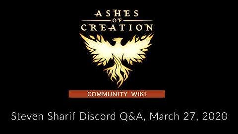Steven Sharif Discord Q&A, March 27, 2020