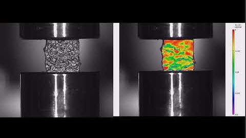 DIC Compression test of Al closed cell Aluminium foam at 0 001 strain rate