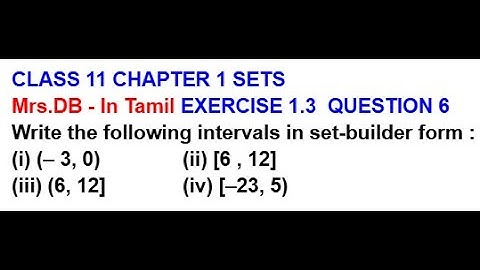 CLASS 11 SETS EXERCISE 1.3 QUESTION 6 Write the following intervals in set-builder form. i)(– 3, 0)
