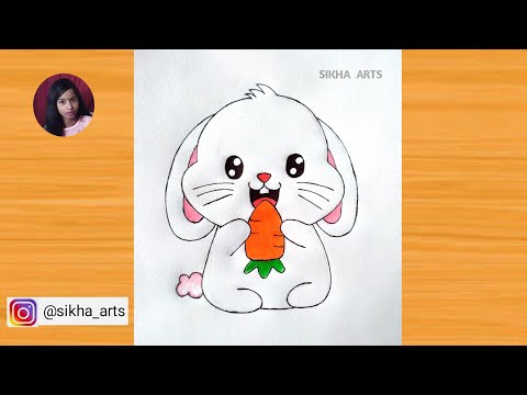 HOW TO DRAW AND COLOUR A CUTE BABY RABBIT ( EASY AND STEP BY STEP )