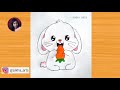 How to draw and colour a cute baby rabbit  easy and step by step 