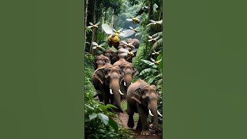 A Group of Elephant & Bee