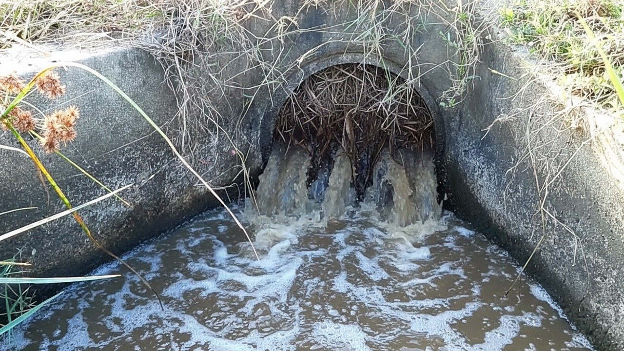 Remove Trash Flow Clogged Culvert Drain