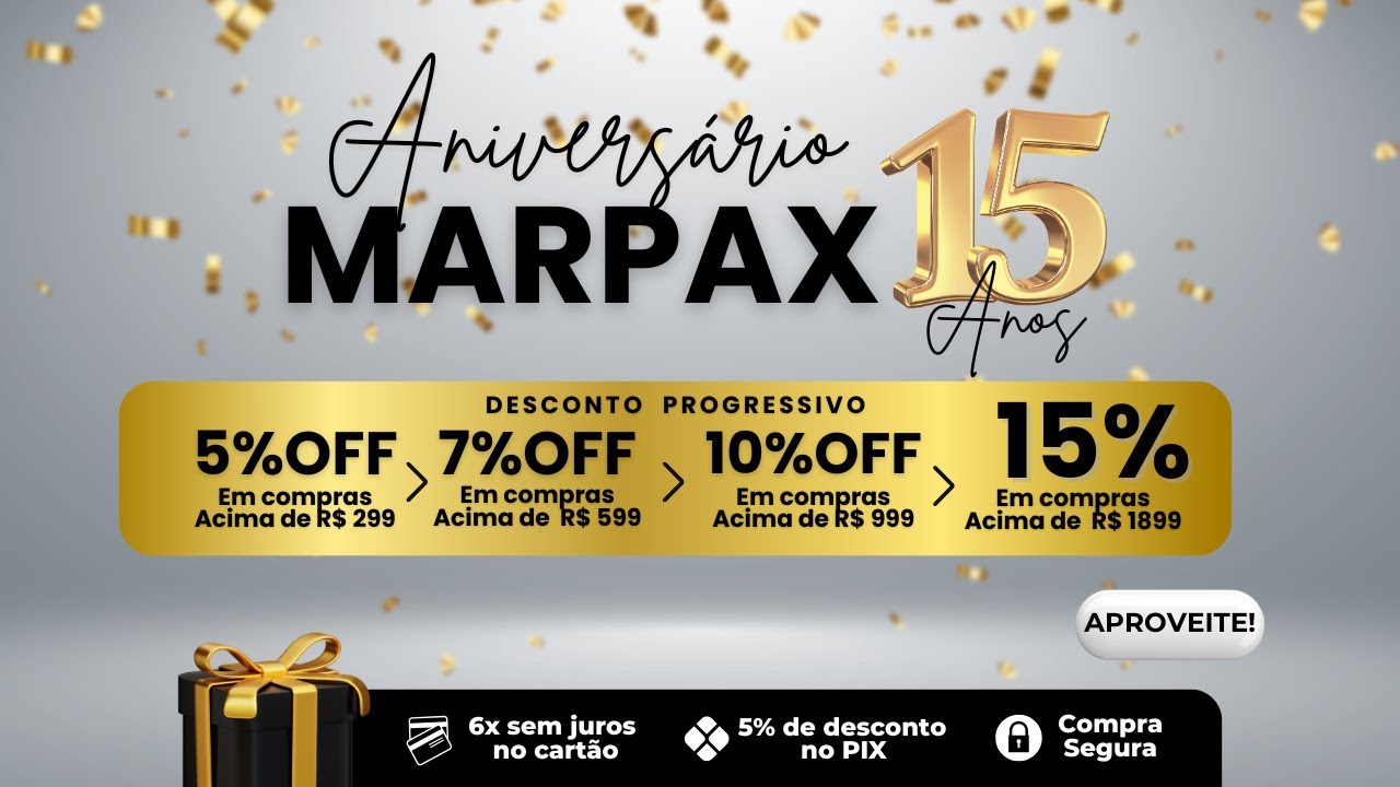 Capa do vídeo Marpax 15 anos! 🥳 Ofertas de até 50%OFF 🧡 Tudo para Encadernação e Artesanato.