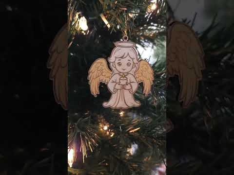 [Laser cut and engrave] Christmas Angel Ornament with Golden Wings 