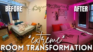 *EXTREME* ROOM TRANSFORMATION | Move In VLOG + ROOM TOUR *pink aesthetic* 💗
