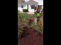 Mulchinstalledcom installing wood mulch with their blower truck in menomonee falls wisconsin