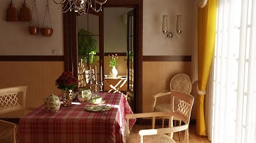 Cinema 4D Restaurant interior [Free scene for Vray]