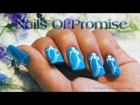 Blue Acrylic Nail Design Live Tutorial. Nails Of Promise.