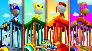 Talking Tom Hero Dash - All Super Heroes Saving & Colour Blue Yellow Red Pink Heroes - Gameplay