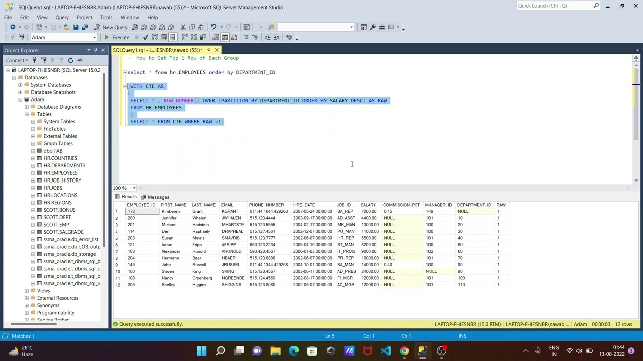 How to Get Top 1 Row Each Group in SQL Server - YouTube