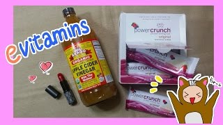 eVitamins リップスティック、プロテインバー、アップルビネガー