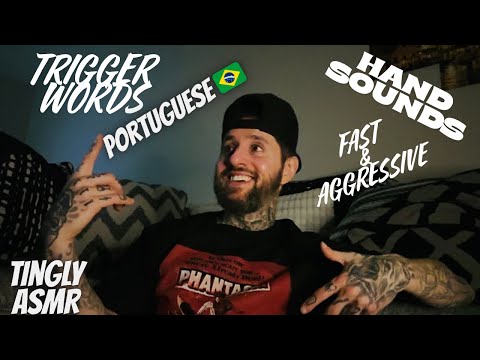 ASMR In English & Portuguese (Trigger Words) With Hand Sounds & Visauls