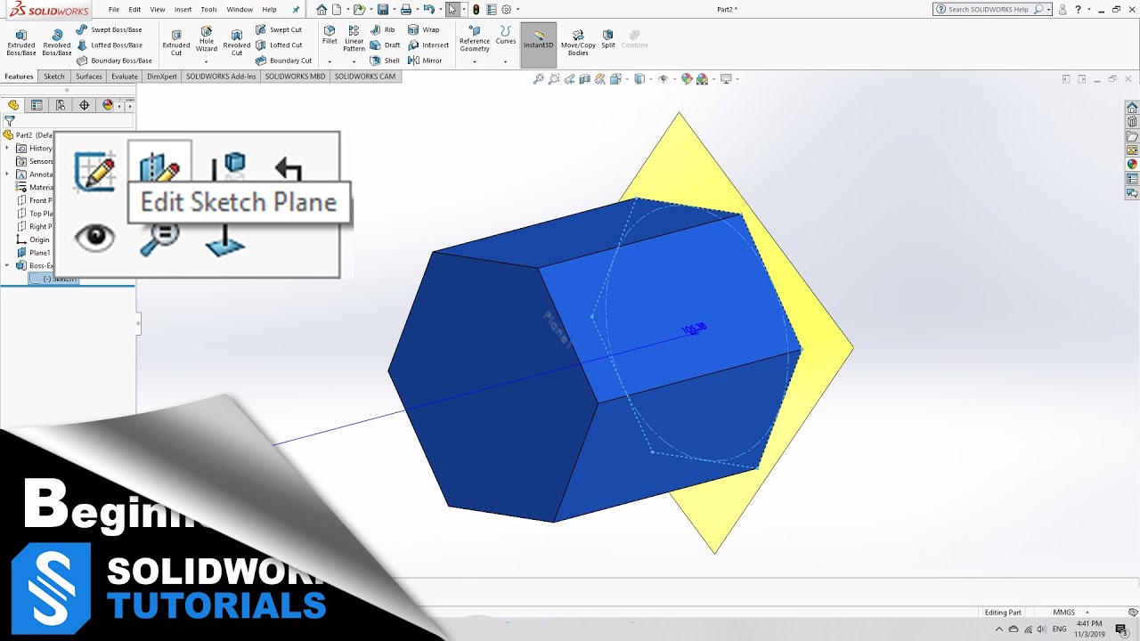 How To Change A Sketch Plane In Solidworks