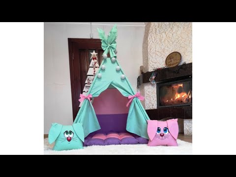 Вігвам та аксесуари великий ігровий намет для дітей курінь Кольорові зайки БОН БОН Повний комплект!, видео 2