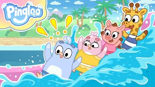 Pingloo Water Park Adventure Kiko & Lulus Big Slide Race Cartoon For Kids