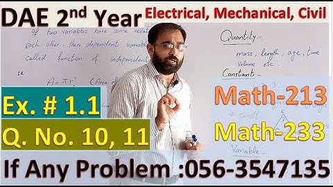 Lec. 4 | DAE Second Year Maths | Exercise 1.1 | Q. No. 10, 11 | Functions & Limits | Math 213 233 |