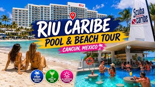 🏖️ Hotel RIU Caribe Cancun | Pool & Beach Tour 🌴 Beautiful All-Inclusive Resort