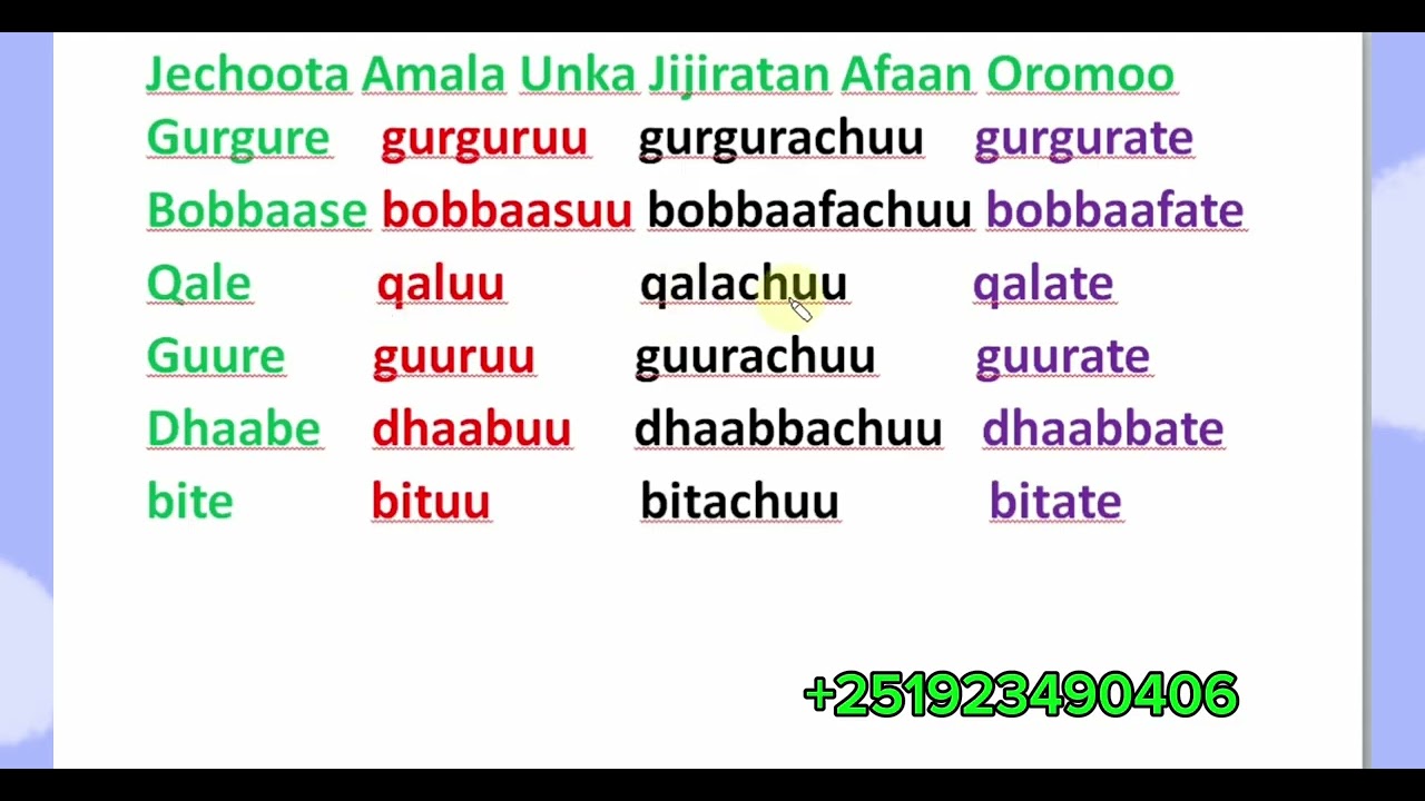 Birsaga Walitti Makuun Jecha Guutuu Barreessuu # Learn Afaan Oromoo #Amharic English letters