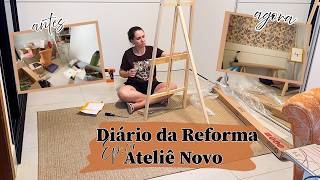 Ep.1 - Montando a mesa nova e o cavalete de pintura - Instalei papel de parede pela primeira vez! 🎨