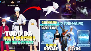 TODAS AS SKINS DA NOVA PARCERIA FREE FIRE X GINTAMA! CALENDÁRIO SEMANAL ANTECIPADO, OB53 E MAIS!!