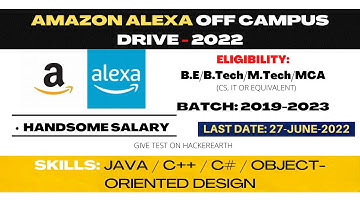 Amazon Alexa Off Campus Drive 2022 for Software Development Engineer | Bachelor