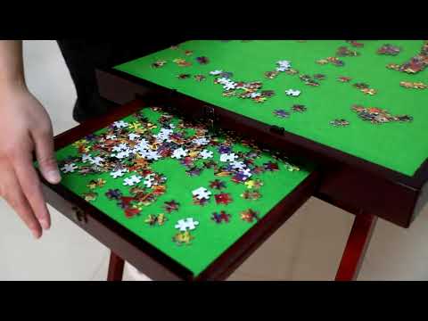 Fanwer Wooden Jigsaw Puzzle Table with Drawers and Legs for Adults 1500 Pieces