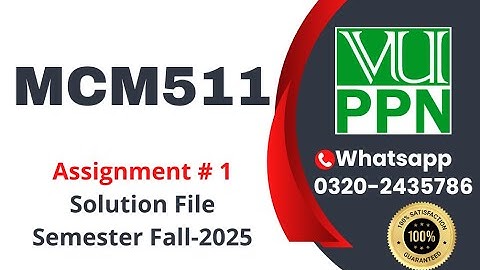 MCM511 Assignment 1 Solution Fall 2025 #mcm511